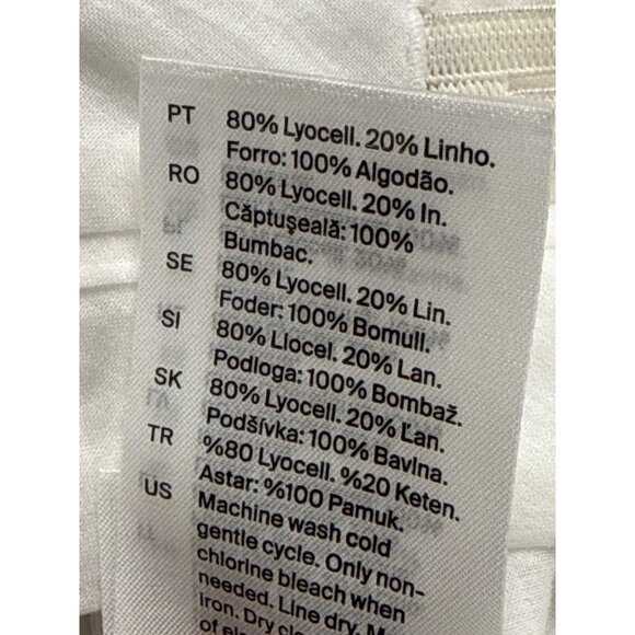 Cos Womens Cream Lyocell & Linen High-Waisted Straight-Leg Pants Size 2 - Picture 8 of 9